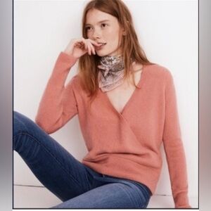 Madewell Merino Wool & Alpaca Faux Wrap Front Pullover Sweater Size XS